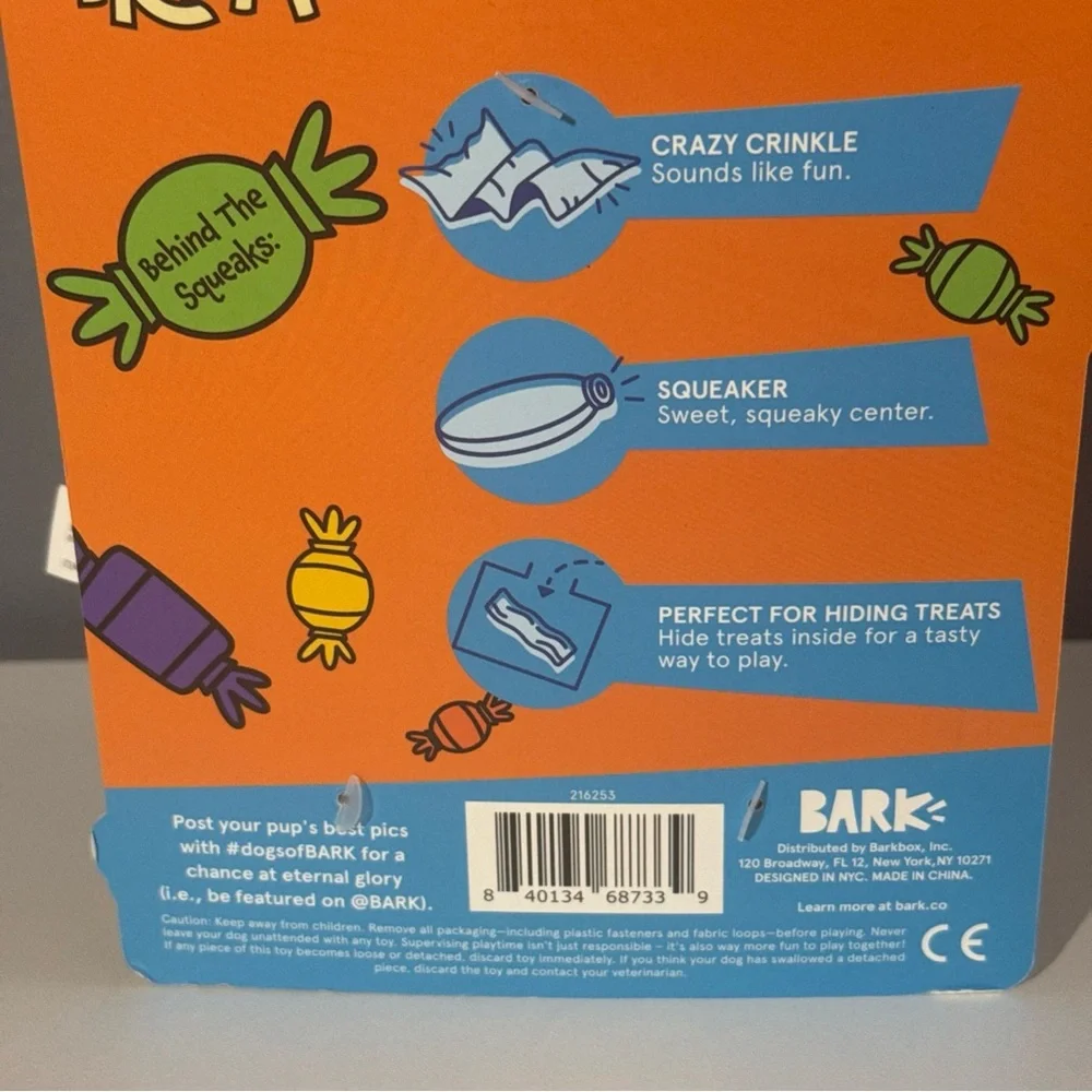 BRAND New Bark Eek-A-Boo Pumpkin Plush Dog Toy, Multicolor, for Dogs of All Size - Picture 9 of 11